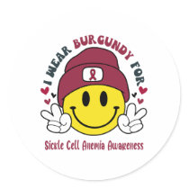Sickle Cell Anemia Awareness Ribbon Support Gifts Classic Round Sticker