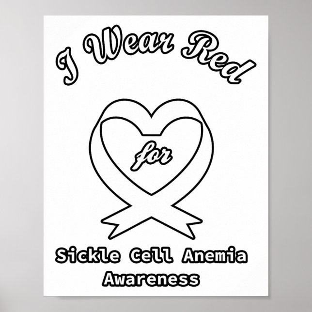 Sickle Cell Anemia Awareness Support Red Ribbon  Poster (Front)