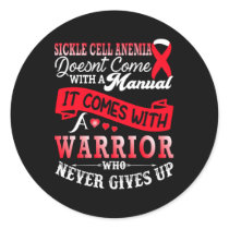 Sickle Cell Anemia Awareness Support Warrior Red R Classic Round Sticker