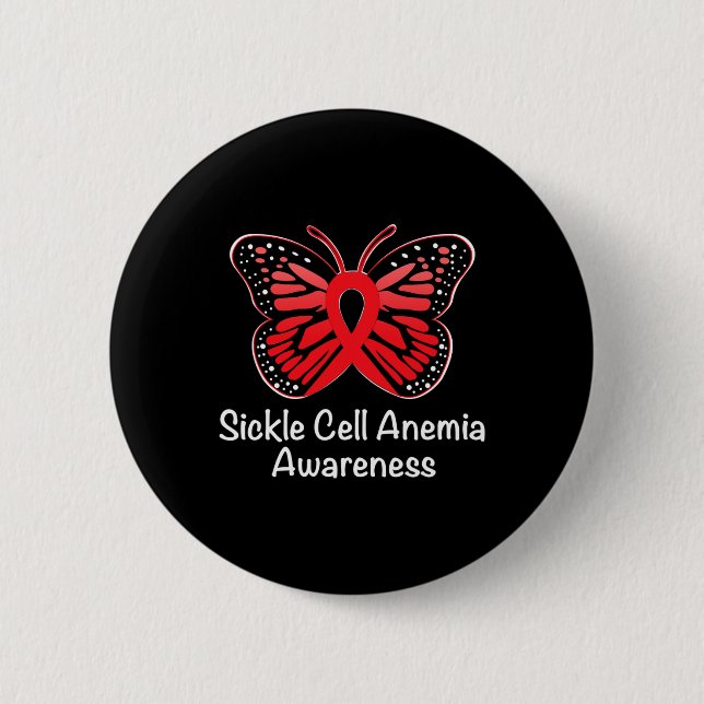 Sickle Cell Anemia Awareness Warrior Support Red R Button (Front)
