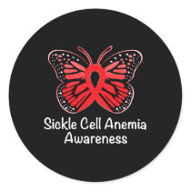 Sickle Cell Anemia Awareness Warrior Support Red R Classic Round Sticker