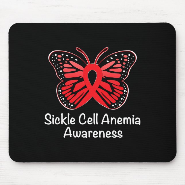 Sickle Cell Anemia Awareness Warrior Support Red R Mouse Pad (Front)