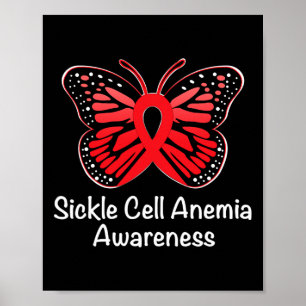 Sickle Cell Anemia Awareness Warrior Support Red R Poster