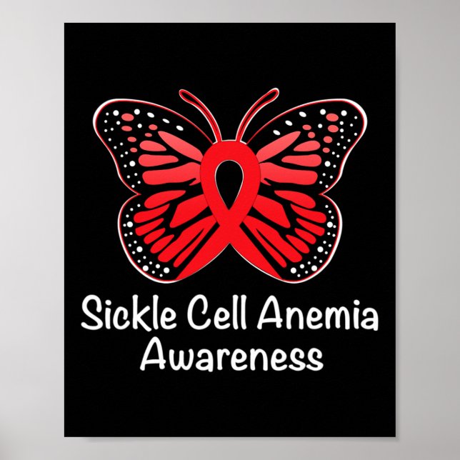 Sickle Cell Anemia Awareness Warrior Support Red R Poster (Front)