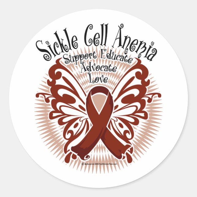 Sickle Cell Anemia Butterfly 3 Classic Round Sticker (Front)