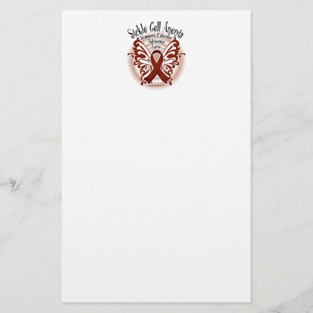 Sickle Cell Anemia Butterfly 3 Stationery (Front)