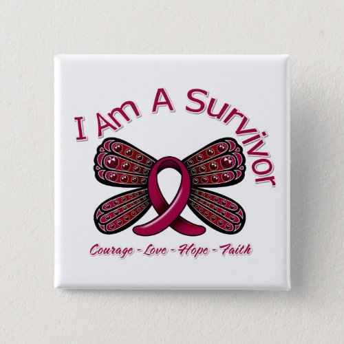 Sickle Cell Anemia Butterfly I Am A Survivor Pinback Button
