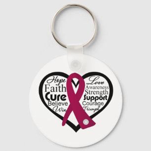 Sickle Cell Anemia Heart Ribbon Collage Keychain