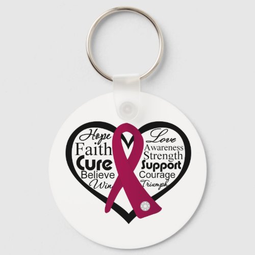 Sickle Cell Anemia Heart Ribbon Keychain