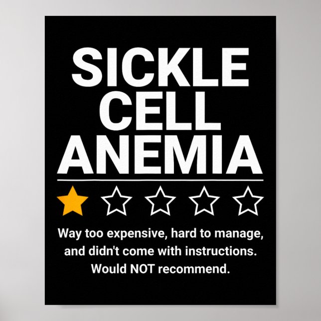 Sickle Cell Anemia One Star Rating Funny Awareness Poster (Front)