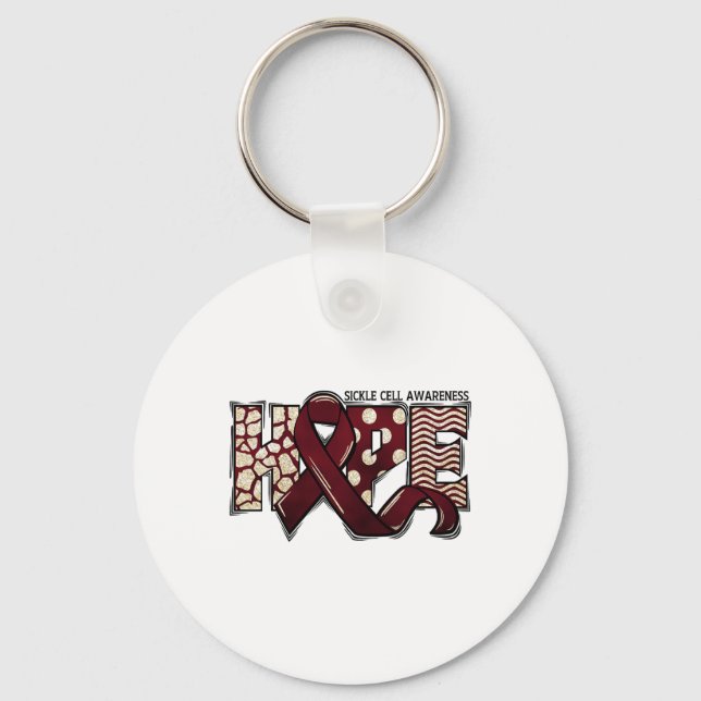 Sickle Cell Anemia Scd Awareness Month Ribbon Hope Keychain (Front)