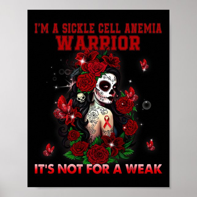 Sickle Cell Anemia Sugar Skull Butterfly Awareness Poster (Front)
