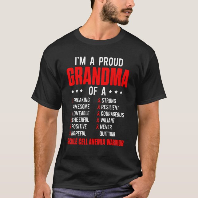 Sickle Cell Anemia Survivor Proud Grandma Anemic W T-Shirt (Front)