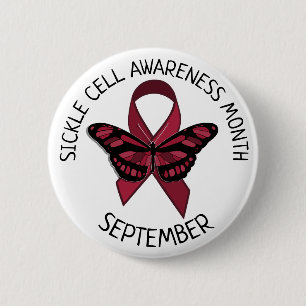 Sickle Cell Awareness Burgundy Ribbon Button