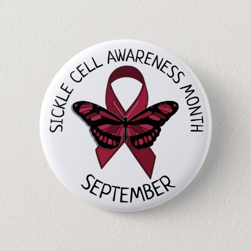 Sickle Cell Awareness Burgundy Ribbon Button
