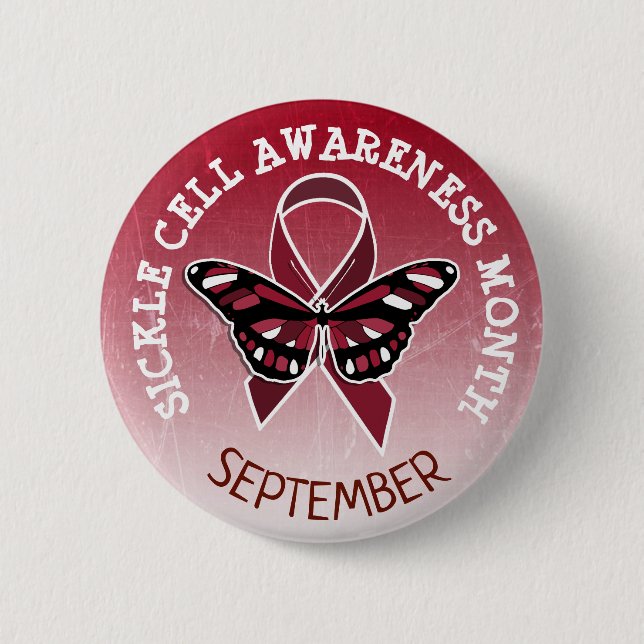 Sickle Cell Awareness Burgundy Ribbon Button (Front)