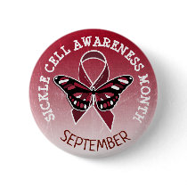 Sickle Cell Awareness Burgundy Ribbon Button