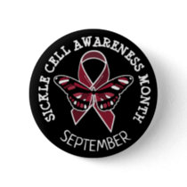 Sickle Cell Awareness Burgundy Ribbon Button