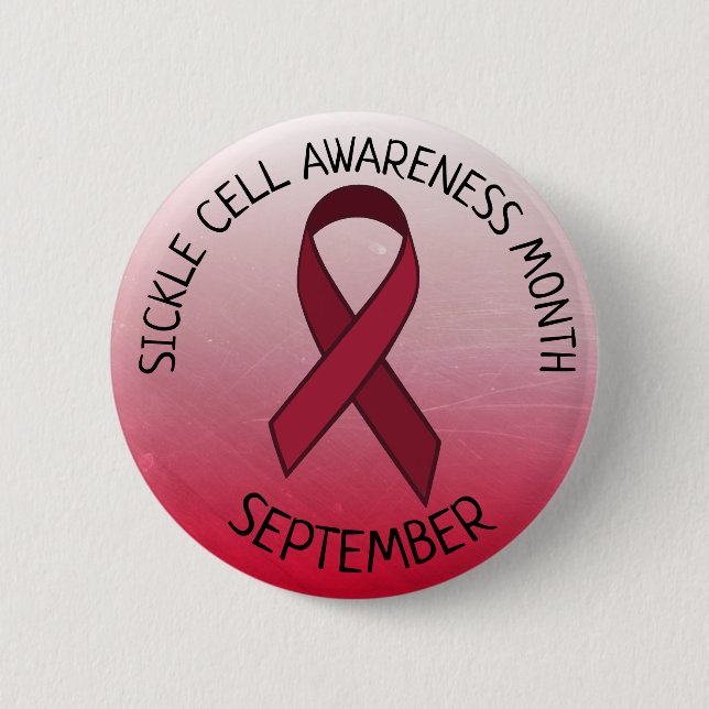 Sickle Cell Awareness Burgundy Ribbon Button (Front)