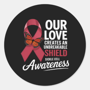 Sickle Cell Awareness Burgundy Ribbon Unbreakable Classic Round Sticker
