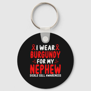 Sickle Cell Awareness Nephew Aunt Burguny Ribbon  Keychain