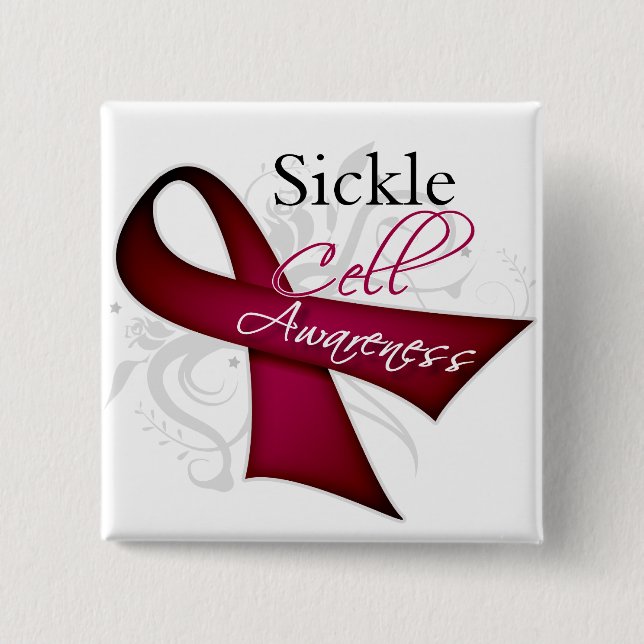 Sickle Cell Awareness Ribbon Button (Front)