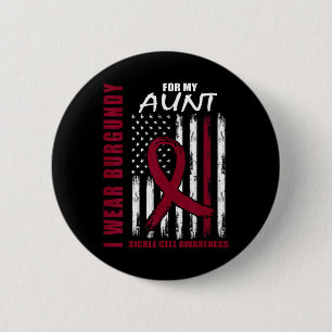 Sickle Cell Awareness Shirt Aunt I Wear Burgundy F Button