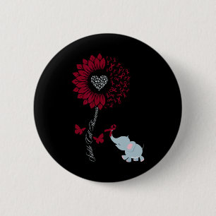 Sickle Cell Awareness Sunflower Elephant Butterfly Button