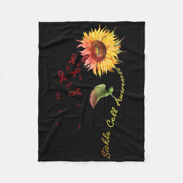 Sickle Cell Awareness Sunflower  Fleece Blanket (Front)