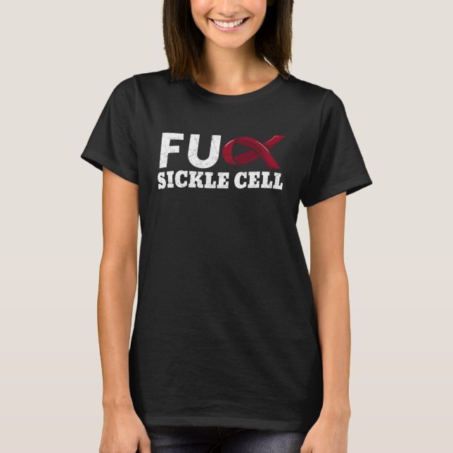 Sickle Cell Disease Burgundy Ribbon Blood Disorder T-Shirt (Front)