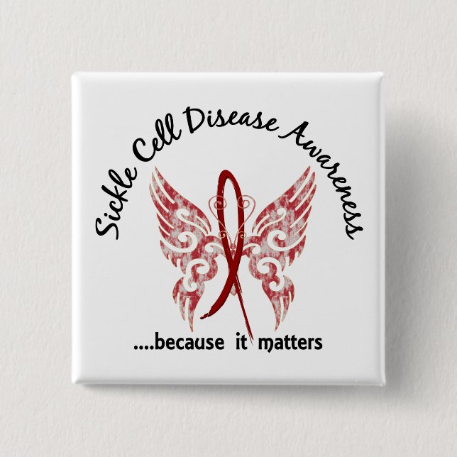 Sickle Cell Disease Butterfly 6.1 Pinback Button (Front)