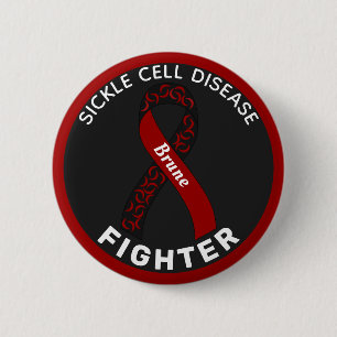 Sickle Cell Disease Fighter Ribbon Black Button