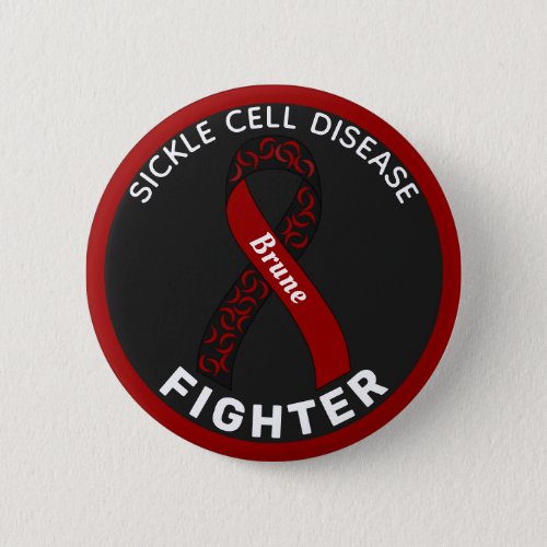Sickle Cell Disease Fighter Ribbon Black Button