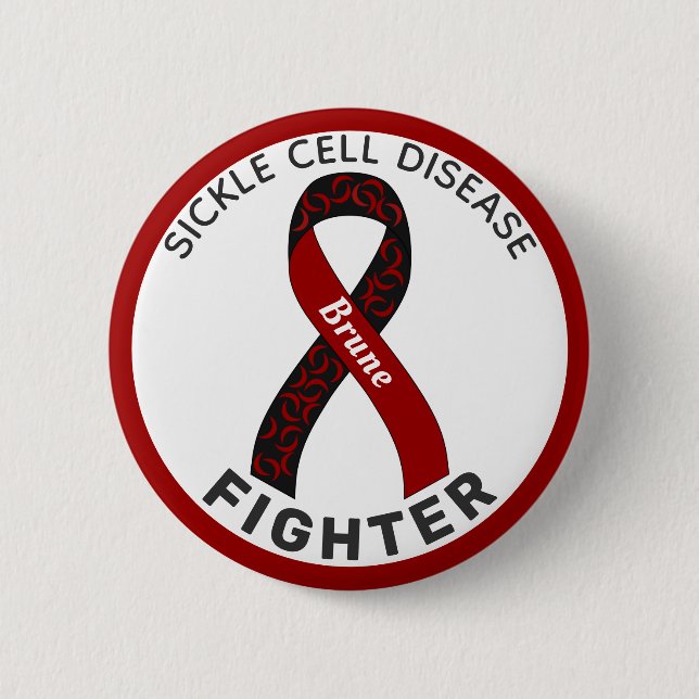 Sickle Cell Disease Fighter Ribbon White Button (Front)