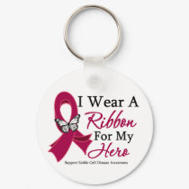Sickle Cell Disease I Wear a Ribbon For My Hero Keychain