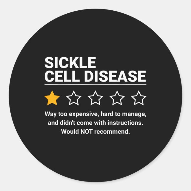Sickle Cell Disease One Star Rating Sickle Cell Aw Classic Round Sticker (Front)