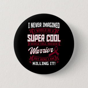 Sickle Cell Disease Warrior Burgundy Awareness Rib Button