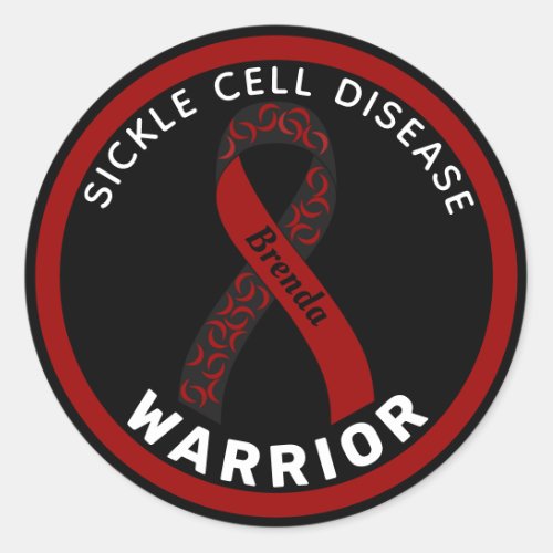 Sickle Cell Disease Warrior Ribbon Black Classic Round Sticker
