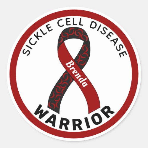 Sickle Cell Disease Warrior Ribbon White Classic Round Sticker
