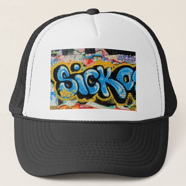 Sicko Graffiti on the Textured Wall Trucker Hat (Front)