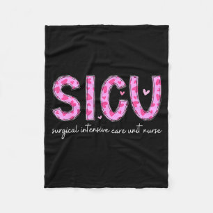 Sicu Nurse Heart Valentines Day Surgical Intensive Fleece Blanket