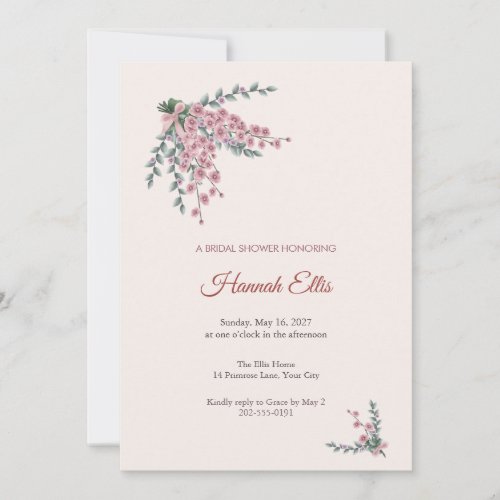 Sidalcea Corner Bouquet Bridal Shower Invitation