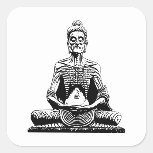 Siddhartha Fasting Buddha Meditating  Square Sticker