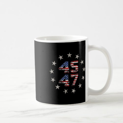 Side 45 47 Trump 2024 American Flag on Back  Coffee Mug