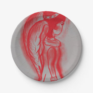 Side Angel in Red Paper Plates