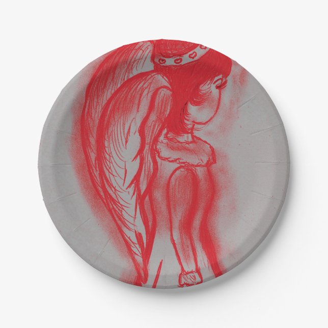 Side Angel in Red Paper Plates (Front)