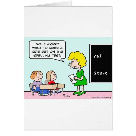 side bet spelling test school teacher cards (Front)