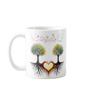 Side by Side or Miles Apart Cute Sisters Mug Set