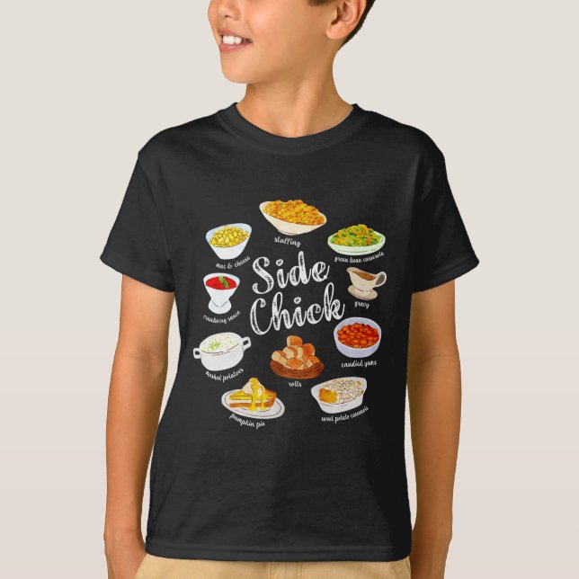 Side Chick,funny Thanksgiving Dishes Gift Tee Men  (Front)