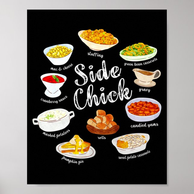 Side Chick,funny Thanksgiving Dishes Gift Tee Men  Poster (Front)